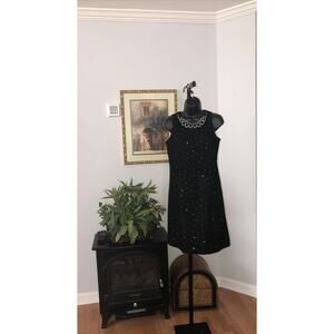 I.N.C. International Concepts A-Line Black Sleeveless Dress 4 Embellished Tweed